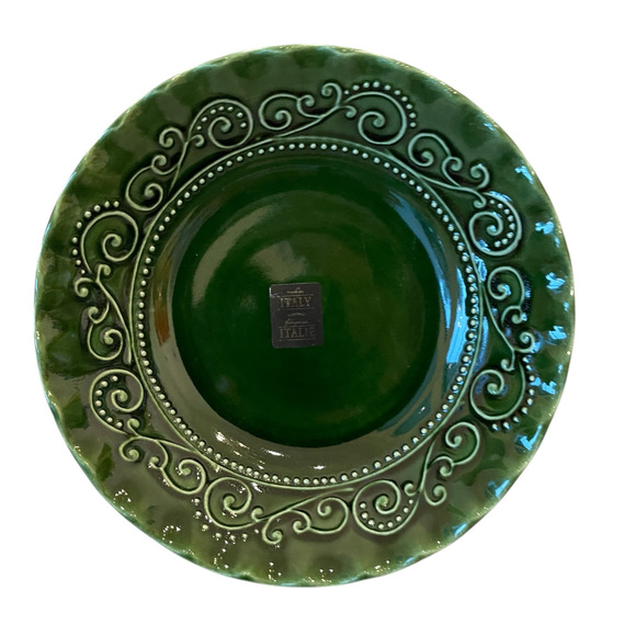 (4) Maioliche Jessica Made in Italy Pasta Bowls 9in Ceramic Christmas Green New - Picture 1 of 13